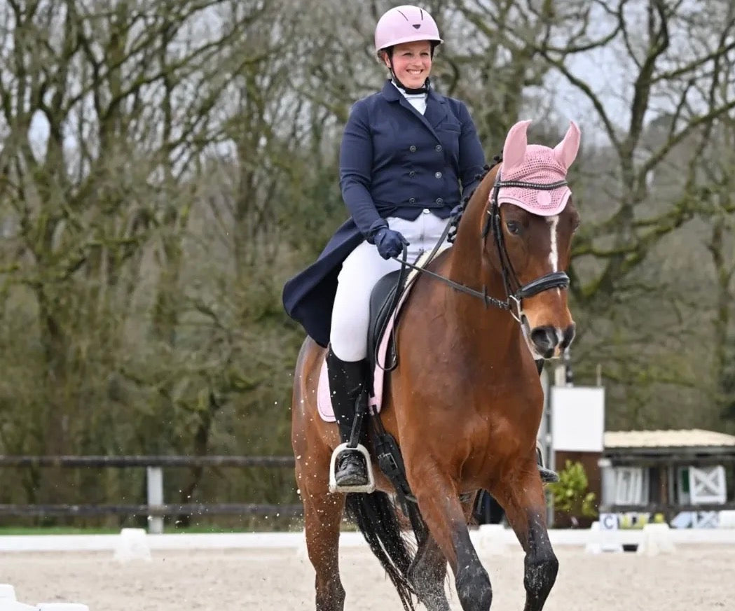 Rose gold riding helmet