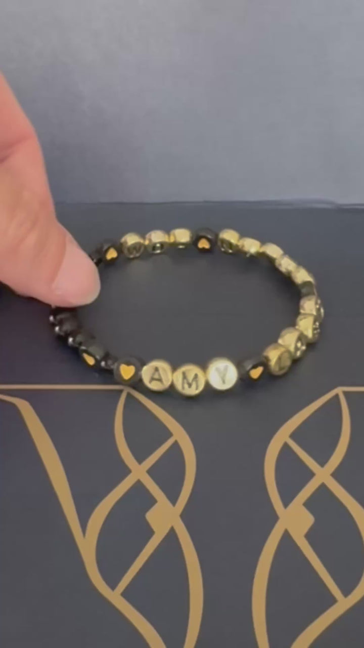 Vísolde Armband met Naam Zwart/Goud