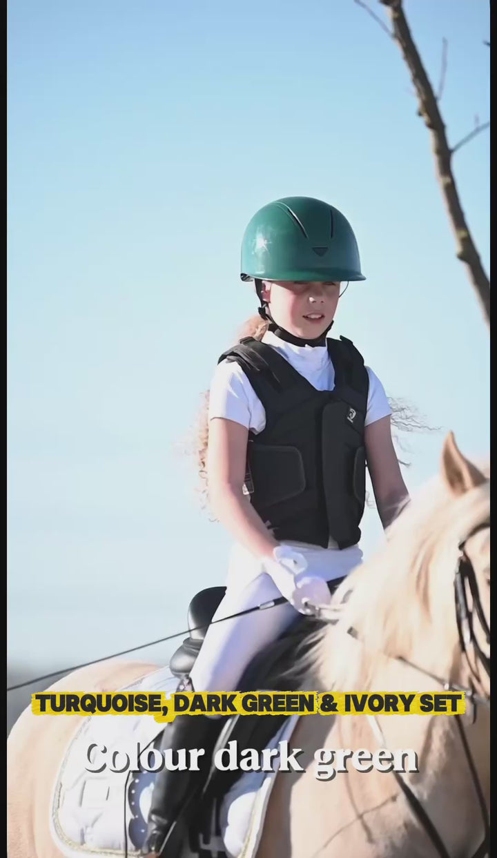 Paardrijhelm set Turquoise, Donkergroen en Ivoor S/M (51-57 cm)