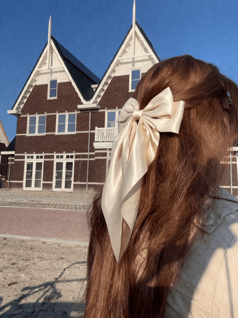 Satijnen Haarstrik Beige/zand - Vísolde