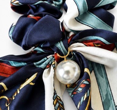Scrunchie met sierlinten Marineblauw - Vísolde