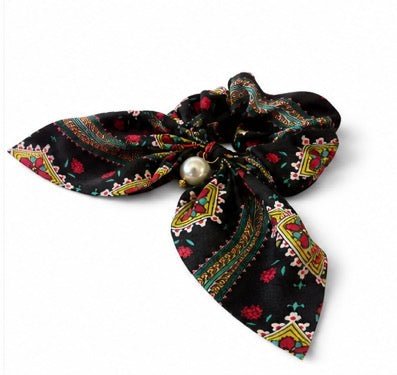 Scrunchie met sierlinten Zwart Groen Rood - Vísolde