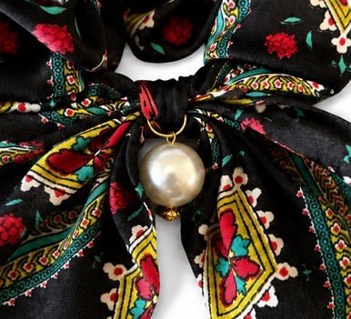 Scrunchie met sierlinten Zwart Groen Rood - Vísolde